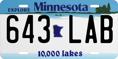 MN license plate 643LAB