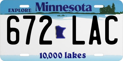 MN license plate 672LAC