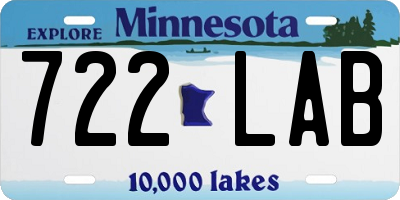 MN license plate 722LAB