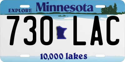MN license plate 730LAC