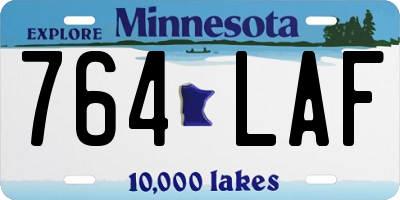 MN license plate 764LAF