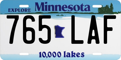 MN license plate 765LAF