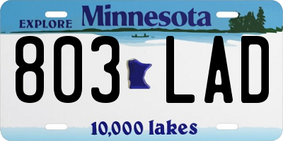 MN license plate 803LAD