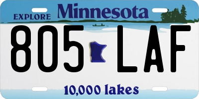 MN license plate 805LAF
