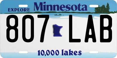 MN license plate 807LAB