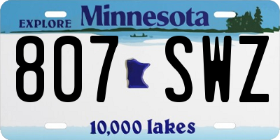 MN license plate 807SWZ