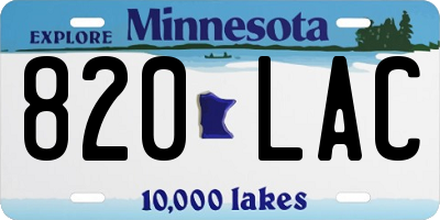 MN license plate 820LAC