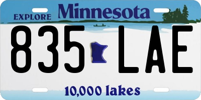 MN license plate 835LAE