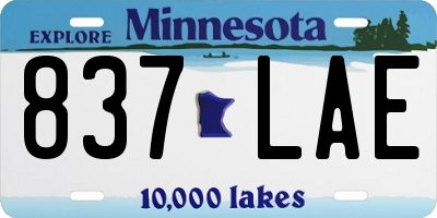 MN license plate 837LAE