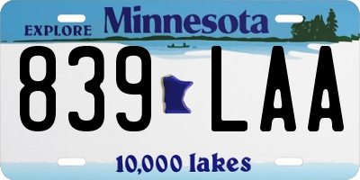 MN license plate 839LAA