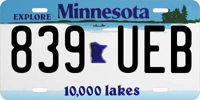 MN license plate 839UEB