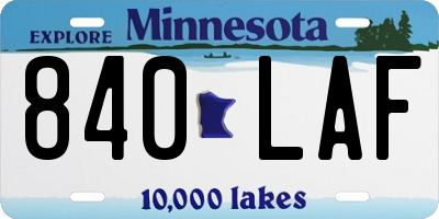 MN license plate 840LAF