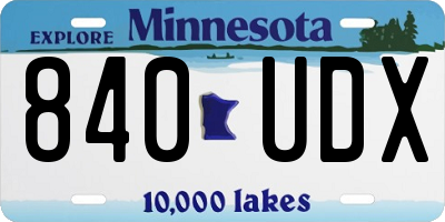 MN license plate 840UDX