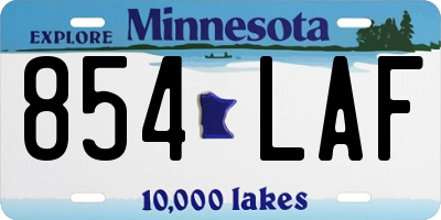 MN license plate 854LAF