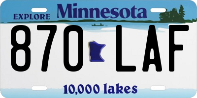 MN license plate 870LAF