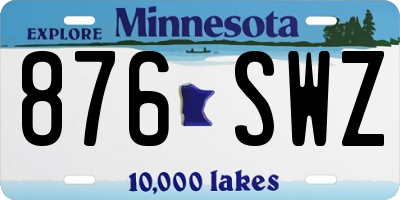 MN license plate 876SWZ