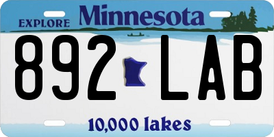 MN license plate 892LAB