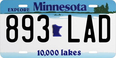 MN license plate 893LAD