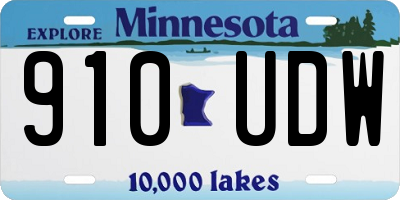 MN license plate 910UDW