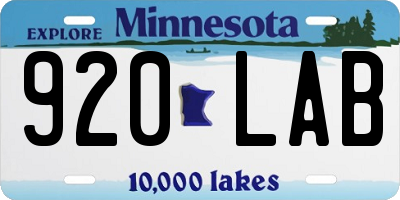 MN license plate 920LAB