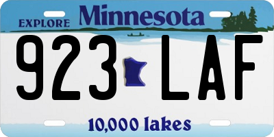 MN license plate 923LAF