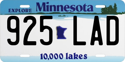 MN license plate 925LAD
