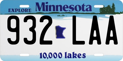 MN license plate 932LAA