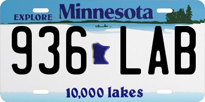MN license plate 936LAB