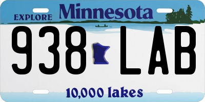 MN license plate 938LAB