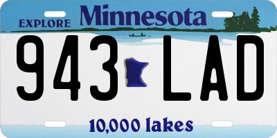 MN license plate 943LAD
