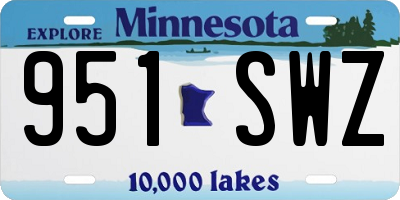 MN license plate 951SWZ