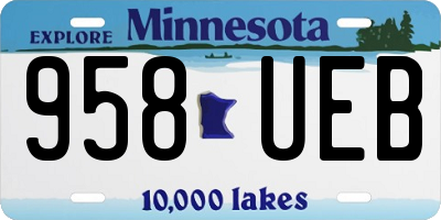 MN license plate 958UEB