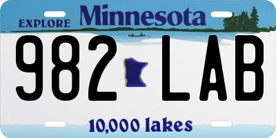 MN license plate 982LAB