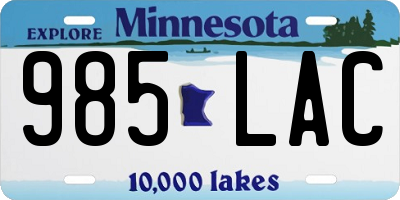MN license plate 985LAC