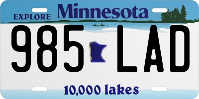 MN license plate 985LAD