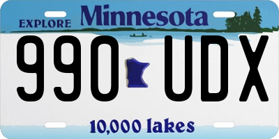 MN license plate 990UDX