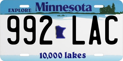 MN license plate 992LAC