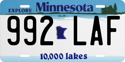 MN license plate 992LAF