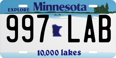MN license plate 997LAB