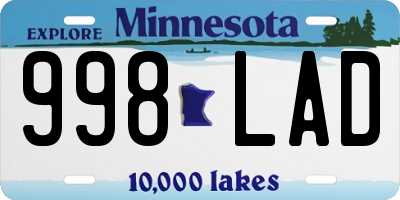 MN license plate 998LAD