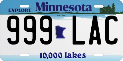 MN license plate 999LAC
