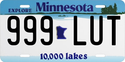 MN license plate 999LUT