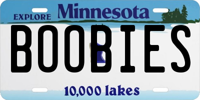 MN license plate BOOBIES