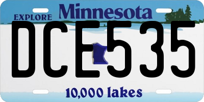 MN license plate DCE535