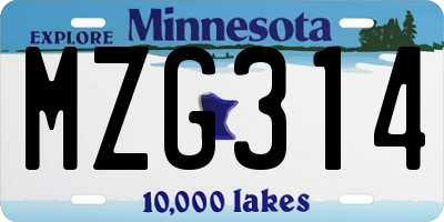 MN license plate MZG314