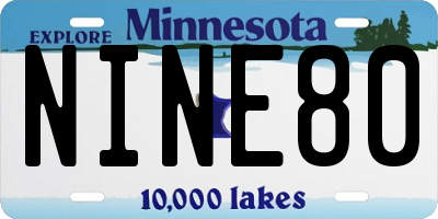 MN license plate NINE80
