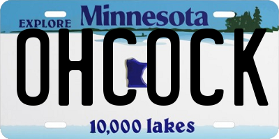 MN license plate OHCOCK