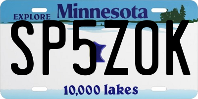 MN license plate SP5Z0K