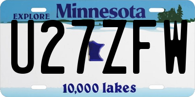 MN license plate U27ZFW