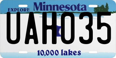 MN license plate UAH035